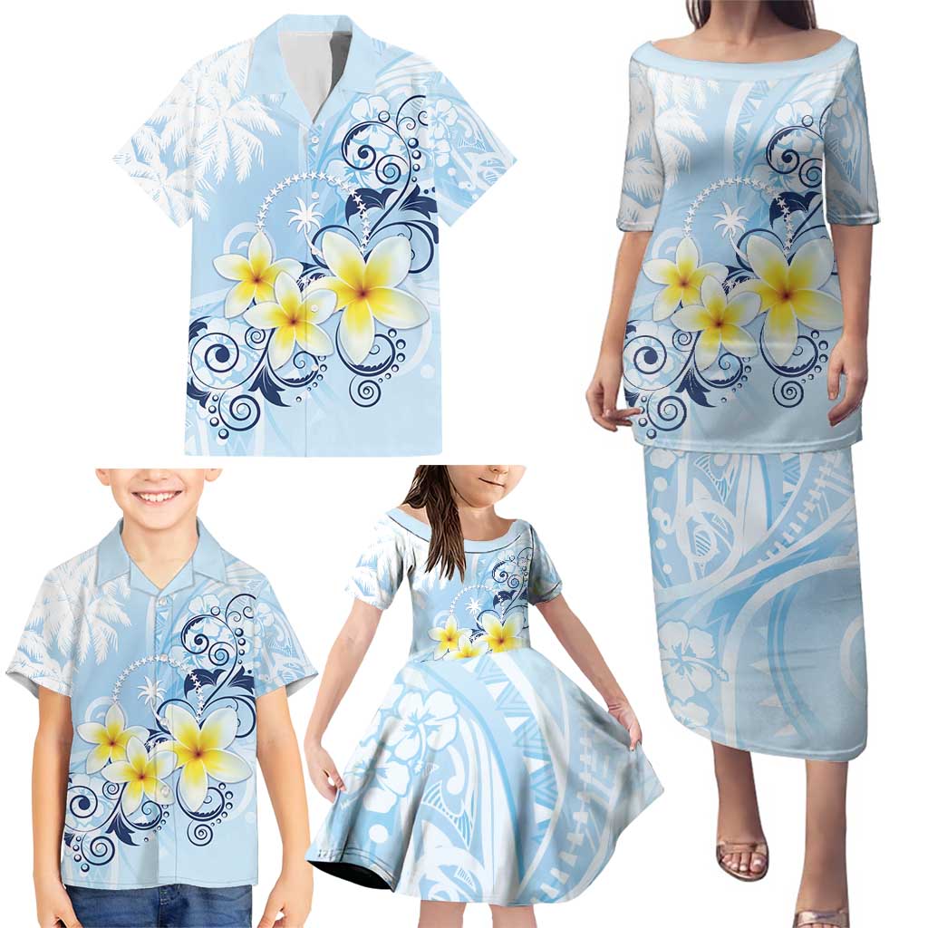 FSM Chuuk Constitution Day Family Matching Puletasi and Hawaiian Shirt Polynesian Curves Plumeria LT05 - Polynesian Pride