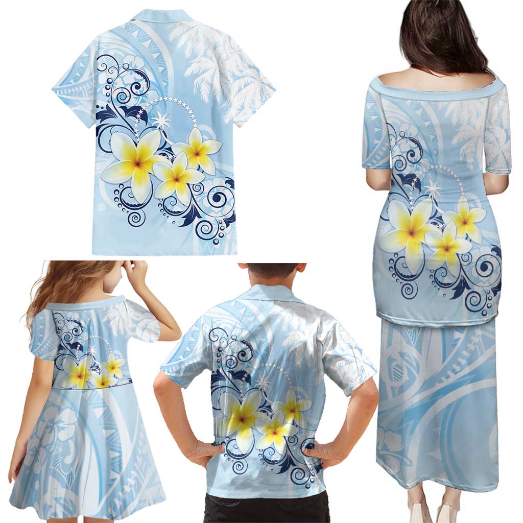 FSM Chuuk Constitution Day Family Matching Puletasi and Hawaiian Shirt Polynesian Curves Plumeria LT05 - Polynesian Pride