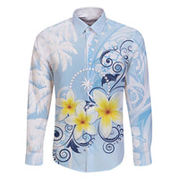 FSM Chuuk Constitution Day Family Matching Short Sleeve Bodycon Dress and Hawaiian Shirt Polynesian Curves Plumeria LT05 Dad's Shirt - Long Sleeve Blue - Polynesian Pride