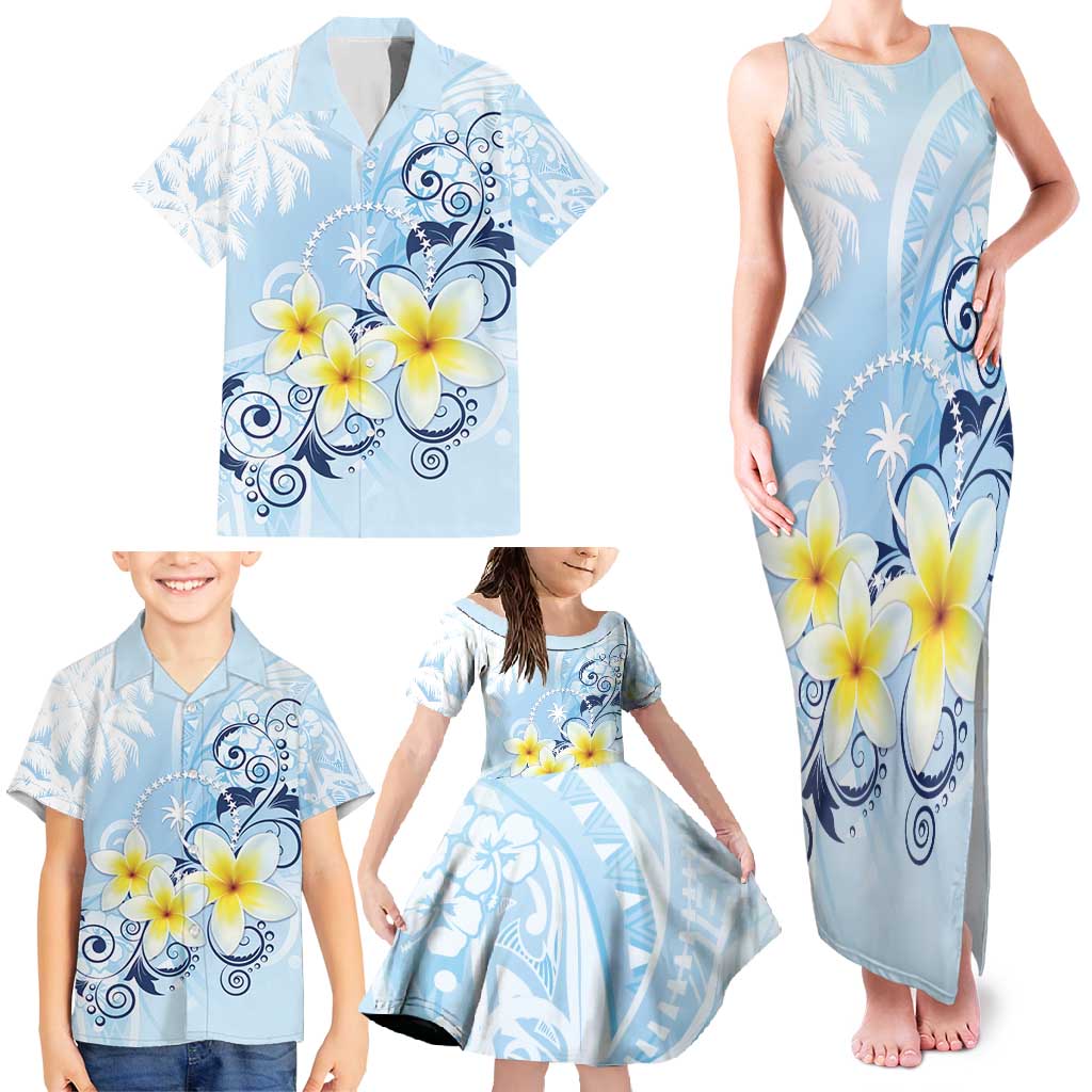 FSM Chuuk Constitution Day Family Matching Tank Maxi Dress and Hawaiian Shirt Polynesian Curves Plumeria LT05 - Polynesian Pride