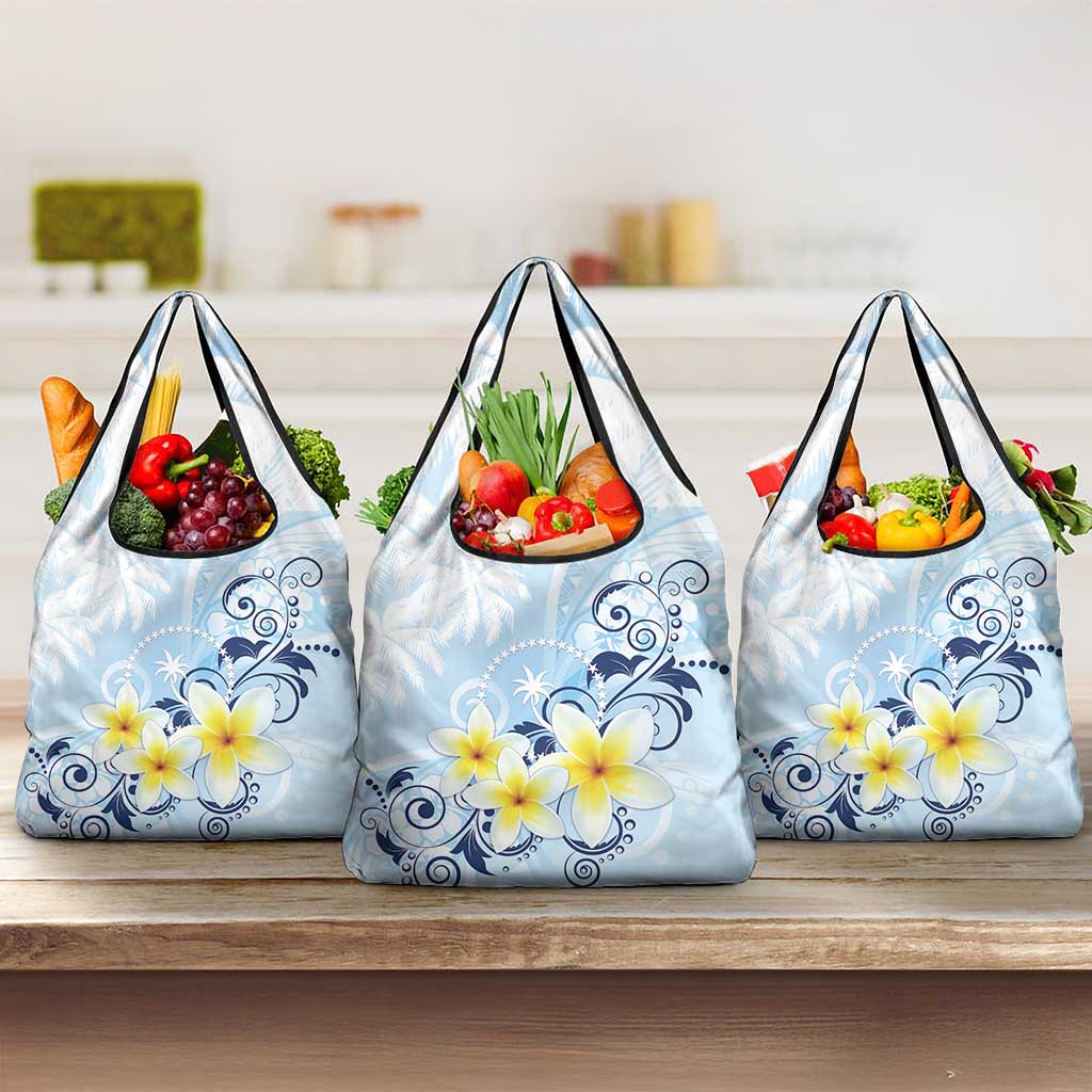 FSM Chuuk Constitution Day Grocery Bag Polynesian Curves Plumeria - Polynesian Pride