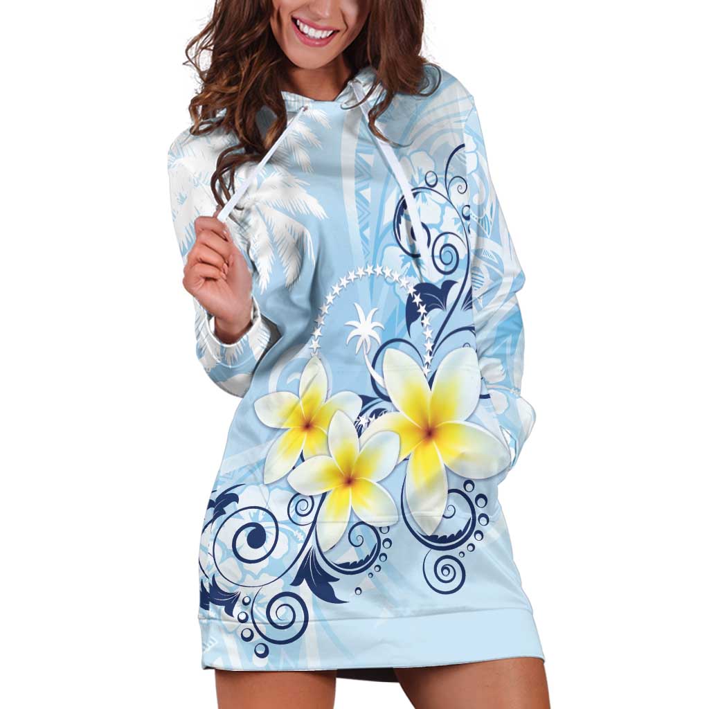 FSM Chuuk Constitution Day Hoodie Dress Polynesian Curves Plumeria - Polynesian Pride