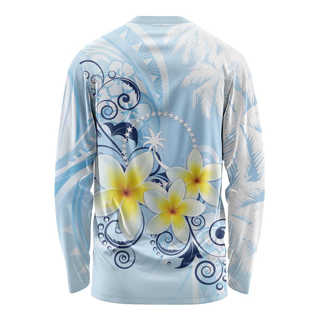 FSM Chuuk Constitution Day Long Sleeve Shirt Polynesian Curves Plumeria LT05 - Polynesian Pride