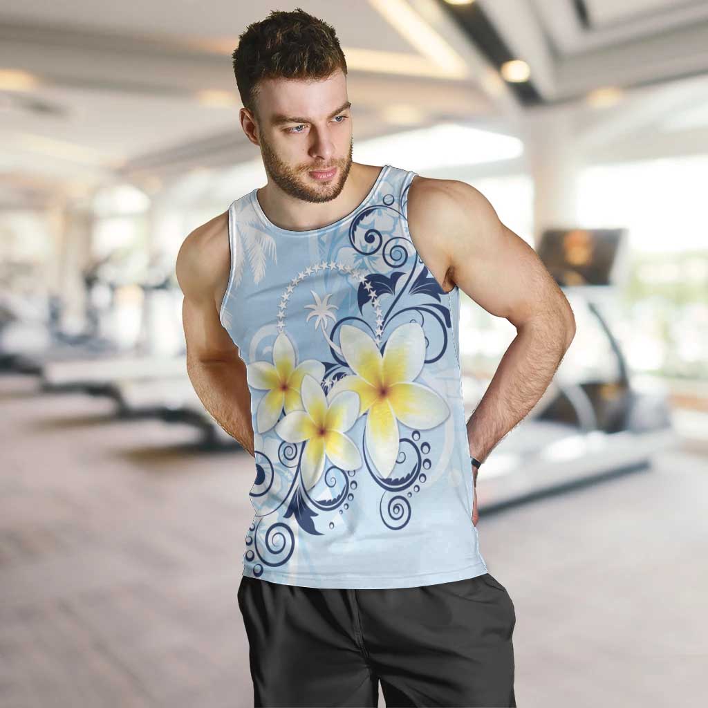 FSM Chuuk Constitution Day Men Tank Top Polynesian Curves Plumeria - Polynesian Pride