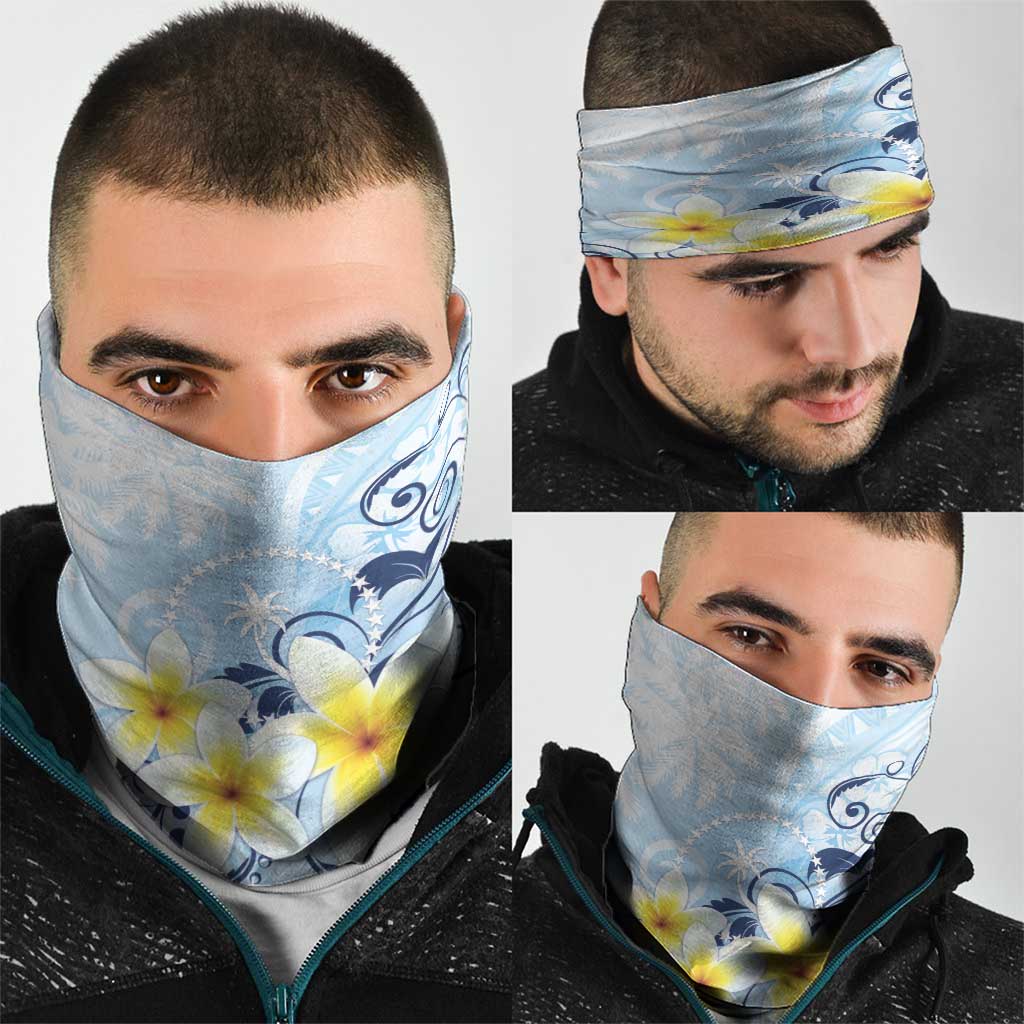 FSM Chuuk Constitution Day Neck Gaiter Polynesian Curves Plumeria - Polynesian Pride