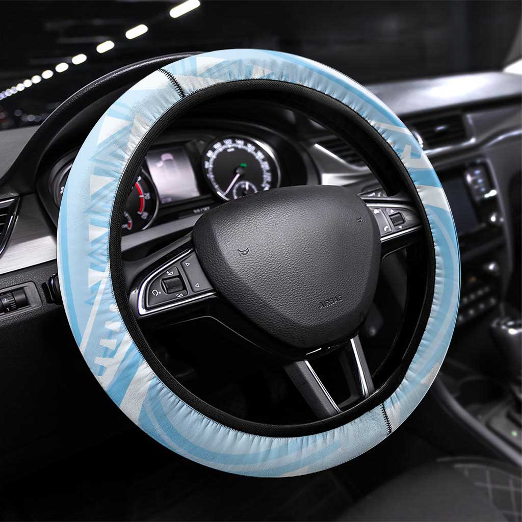 FSM Chuuk Constitution Day Steering Wheel Cover Polynesian Curves Plumeria - Polynesian Pride