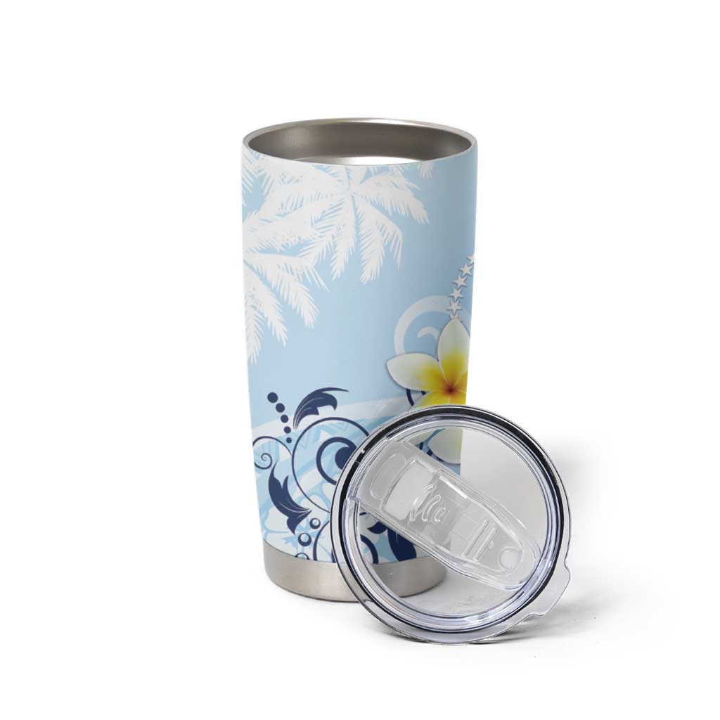 FSM Chuuk Constitution Day Tumbler Cup Polynesian Curves Plumeria - Polynesian Pride