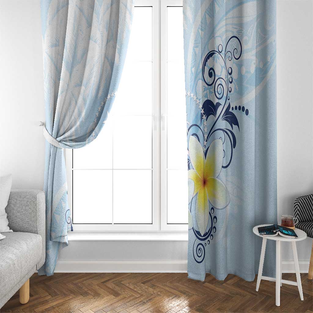 FSM Chuuk Constitution Day Window Curtain Polynesian Curves Plumeria - Polynesian Pride