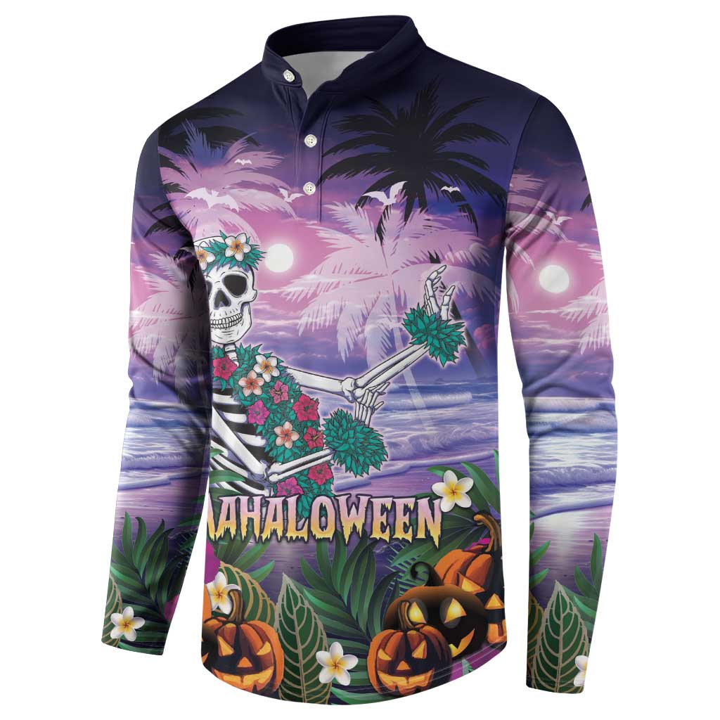 Happy Hulaween Button Sweatshirt Mahaloween Skeleton Dancing