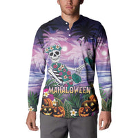 Happy Hulaween Button Sweatshirt Mahaloween Skeleton Dancing
