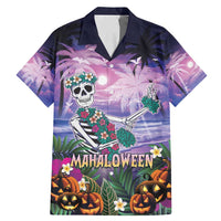 Happy Hulaween Family Matching Mermaid Dress and Hawaiian Shirt Mahaloween Skeleton Dancing LT05 Dad's Shirt - Short Sleeve Purple - Polynesian Pride