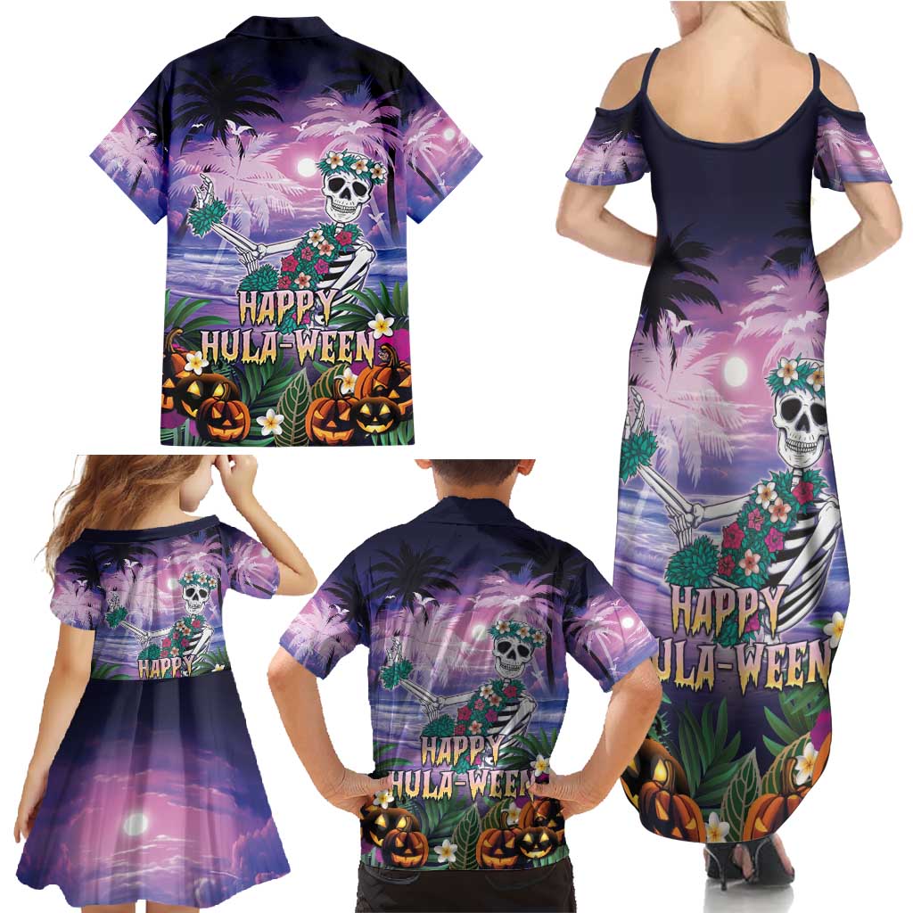 Happy Hulaween Family Matching Summer Maxi Dress and Hawaiian Shirt Mahaloween Skeleton Dancing LT05 - Polynesian Pride