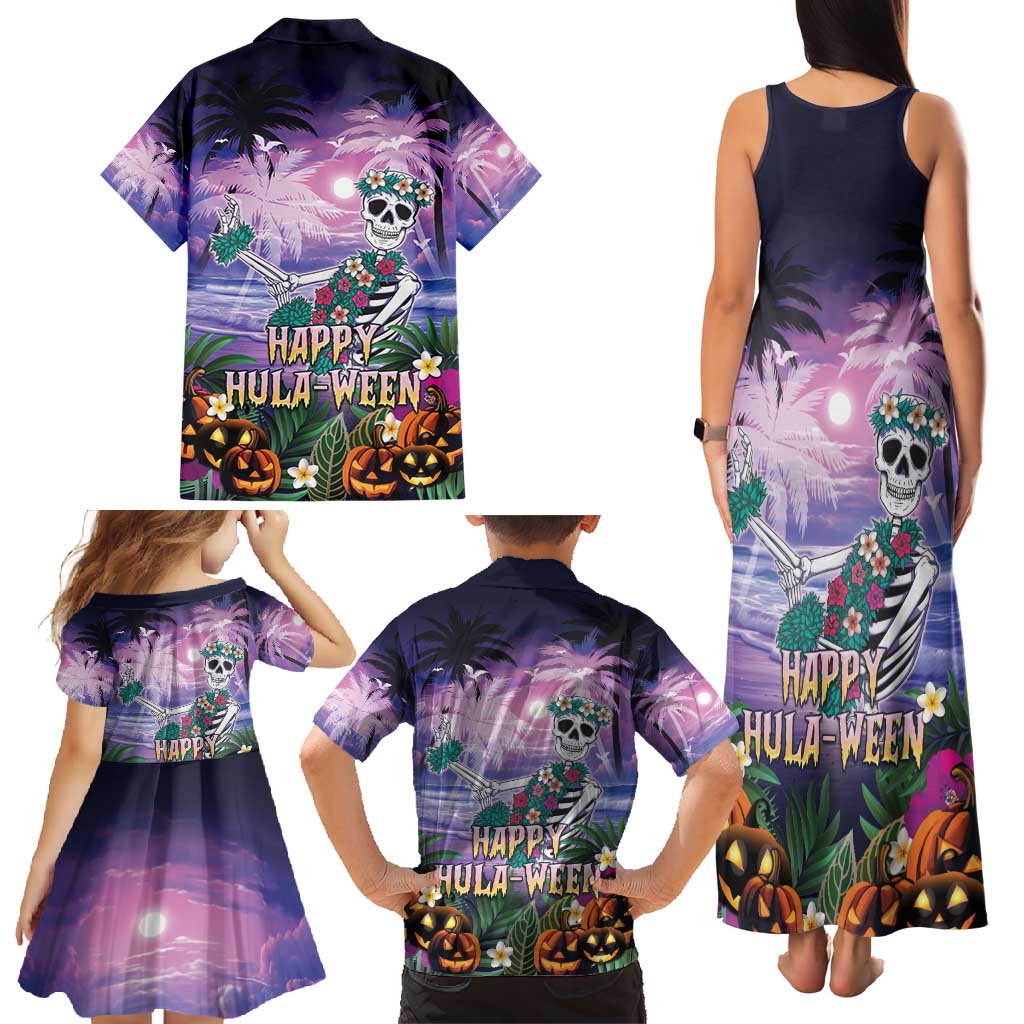 Happy Hulaween Family Matching Tank Maxi Dress and Hawaiian Shirt Mahaloween Skeleton Dancing LT05 - Polynesian Pride