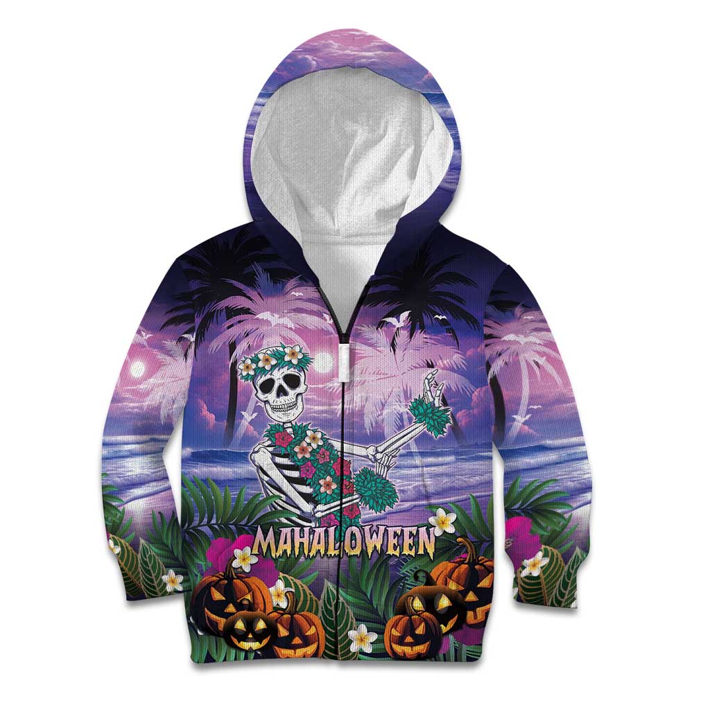 Happy Hulaween Kid Hoodie Mahaloween Skeleton Dancing