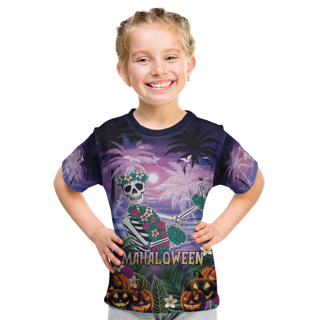 Happy Hulaween Kid T Shirt Mahaloween Skeleton Dancing