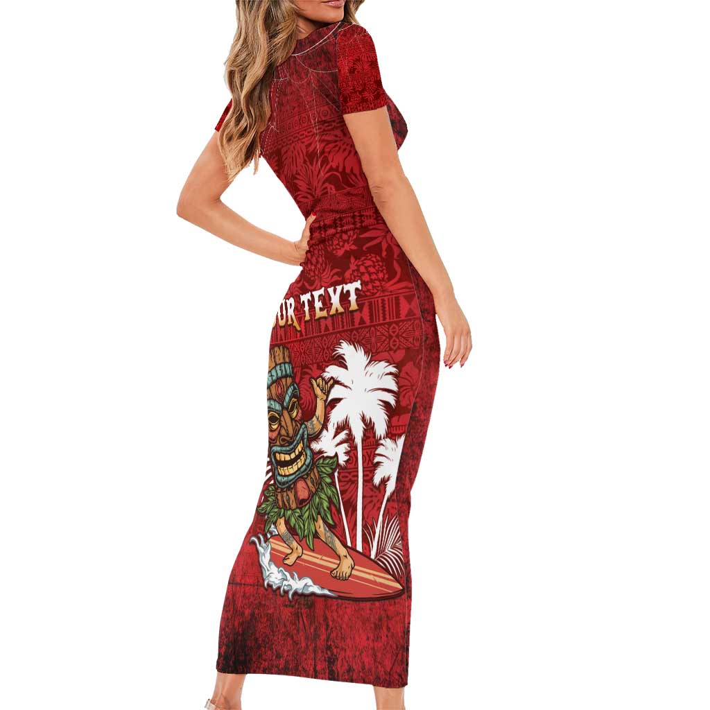 Personalised Aloha Halloween Family Matching Short Sleeve Bodycon Dress and Hawaiian Shirt Skeleton Surfing LT05 - Polynesian Pride