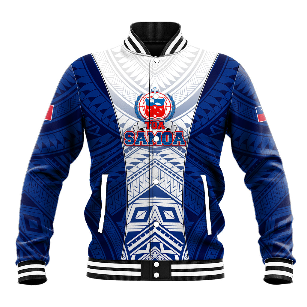 Custom Samoa Rugby Baseball Jacket 2023 Pacific Championships Polynesian Pattern LT05 Unisex Blue - Polynesian Pride