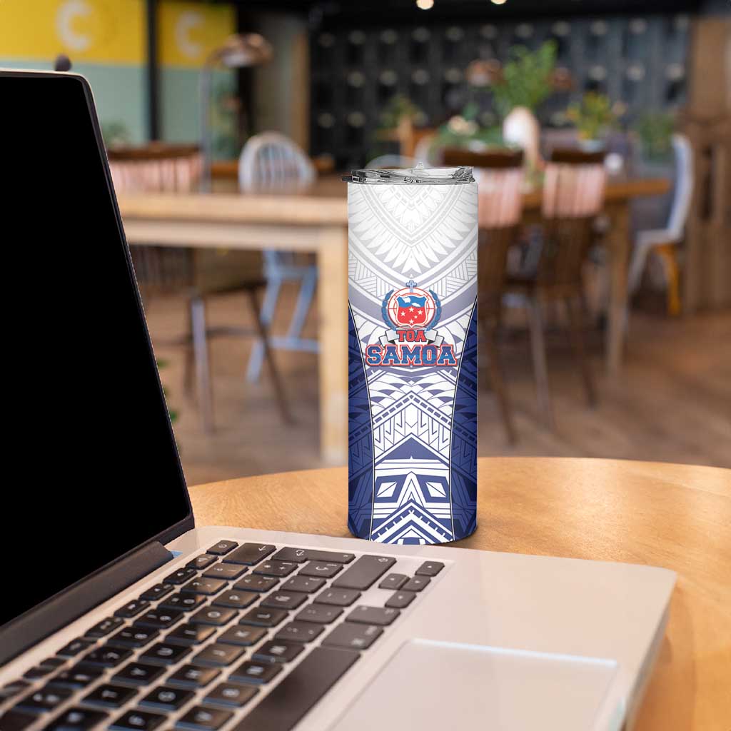 Custom Samoa Rugby Skinny Tumbler 2023 Pacific Championships Polynesian Pattern