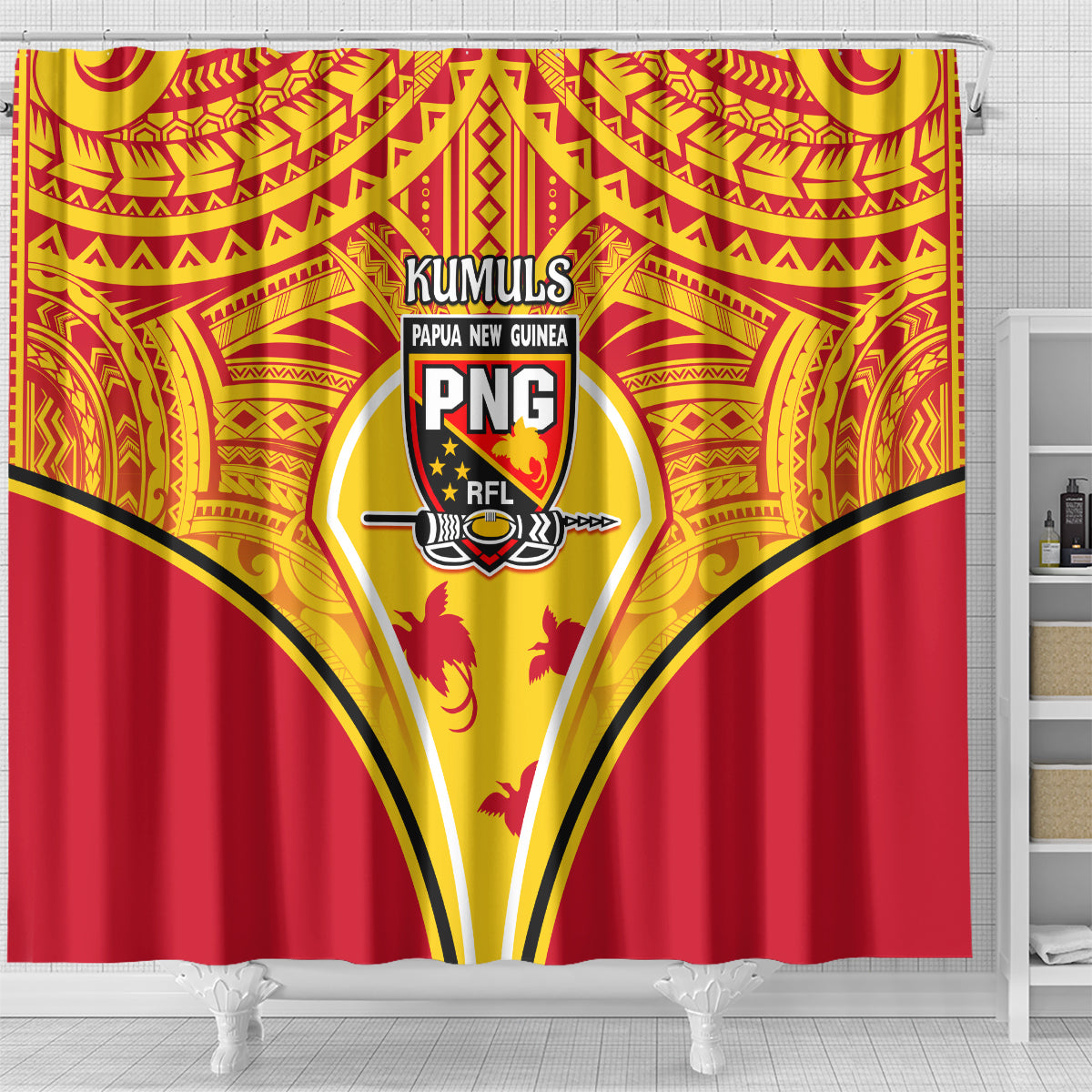 Papua New Guinea Rugby Shower Curtain 2023 Pacific Championships The Kumuls LT05 - Polynesian Pride