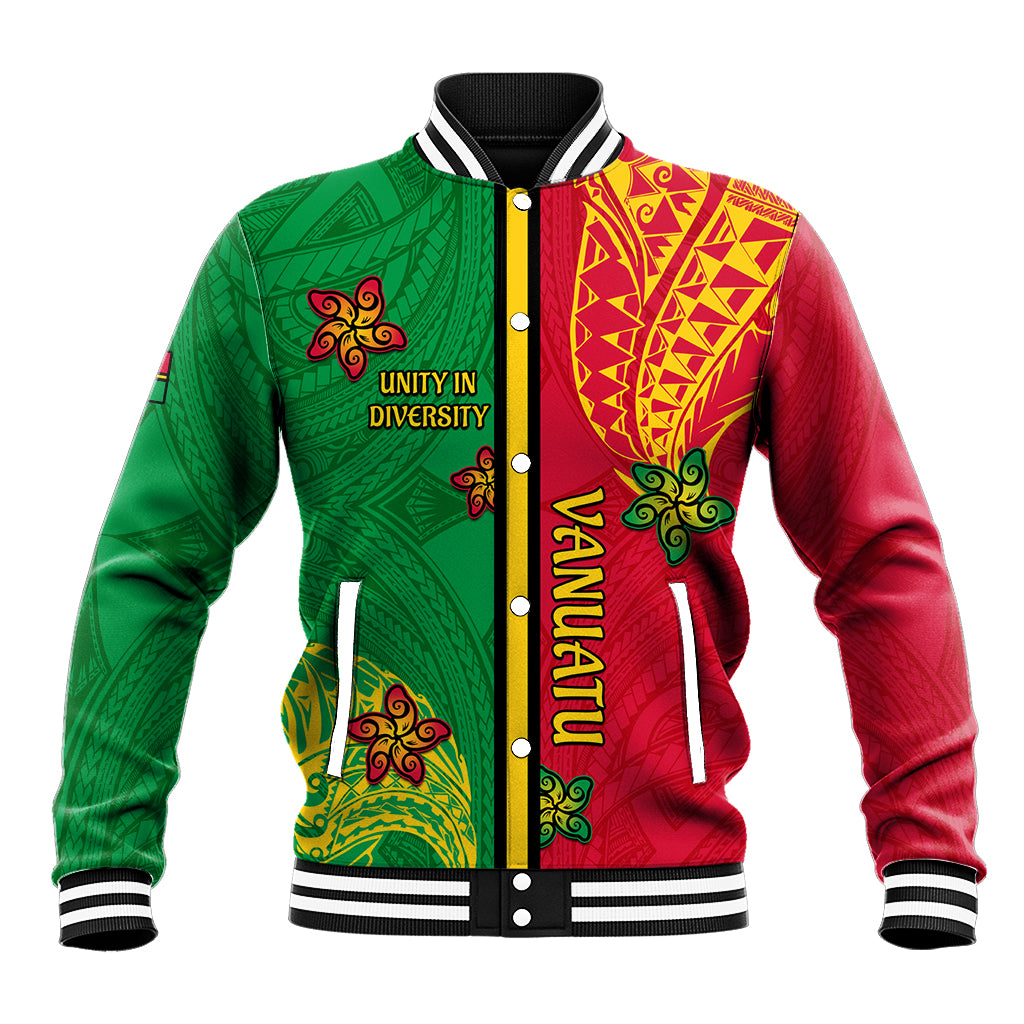 Personalised Vanuatu Happy Unity Day Baseball Jacket Polynesian Plumeria LT05 Unisex Red - Polynesian Pride