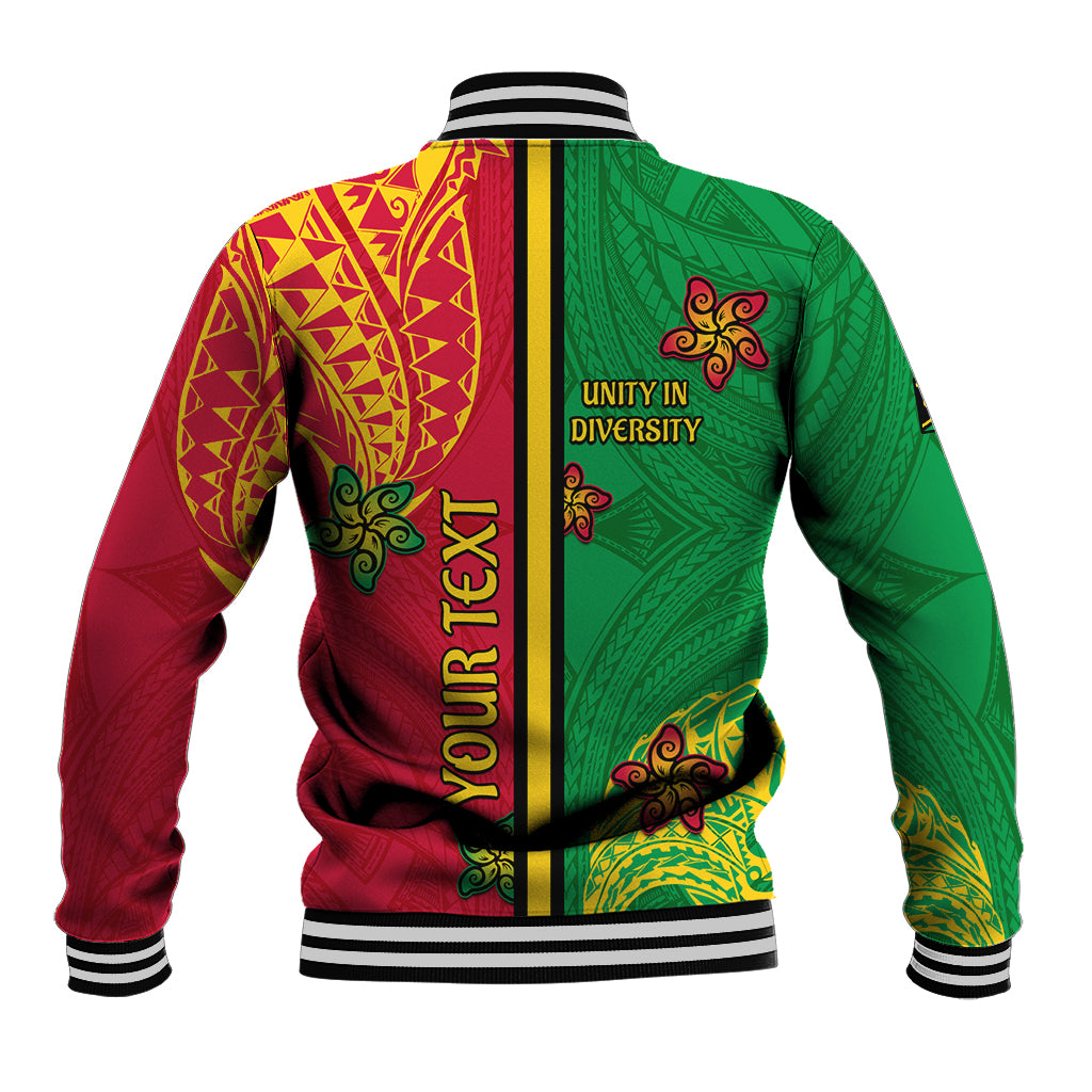 Personalised Vanuatu Happy Unity Day Baseball Jacket Polynesian Plumeria LT05 - Polynesian Pride