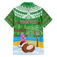 Personalised Cook Islands Christmas Family Matching Off Shoulder Long Sleeve Dress and Hawaiian Shirt Coconut Santa Beach Style LT05 - Polynesian Pride