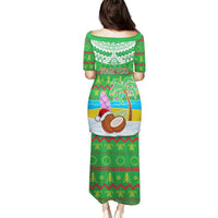 Personalised Cook Islands Christmas Puletasi Coconut Santa Beach Style LT05 - Polynesian Pride
