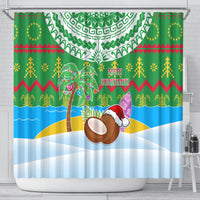 Cook Islands Christmas Shower Curtain Coconut Santa Beach Style LT05 - Polynesian Pride