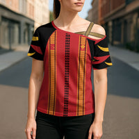 Hawaii Ahu Ula Inspired Cross Shoulder Shirt Red Version LT05 - Polynesian Pride