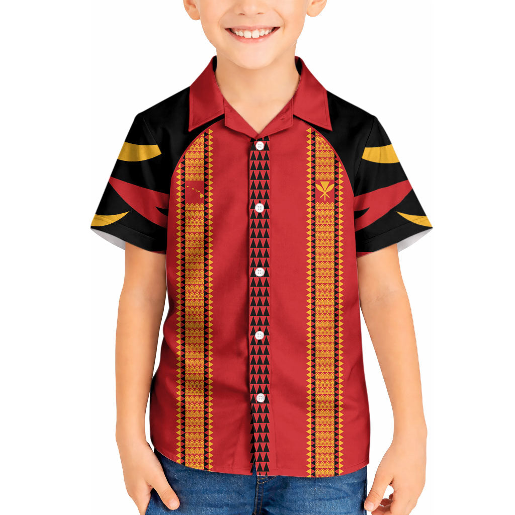 Hawaii Ahu Ula Inspired Kid Hawaiian Shirt Red Version LT05 Kid Red - Polynesian Pride