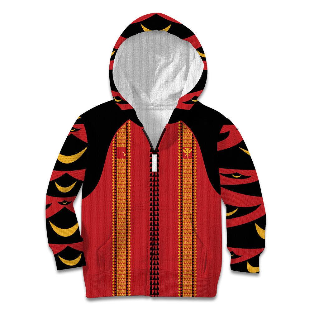 Hawaii Ahu Ula Inspired Kid Hoodie Red Version LT05 Zip Hoodie Red - Polynesian Pride