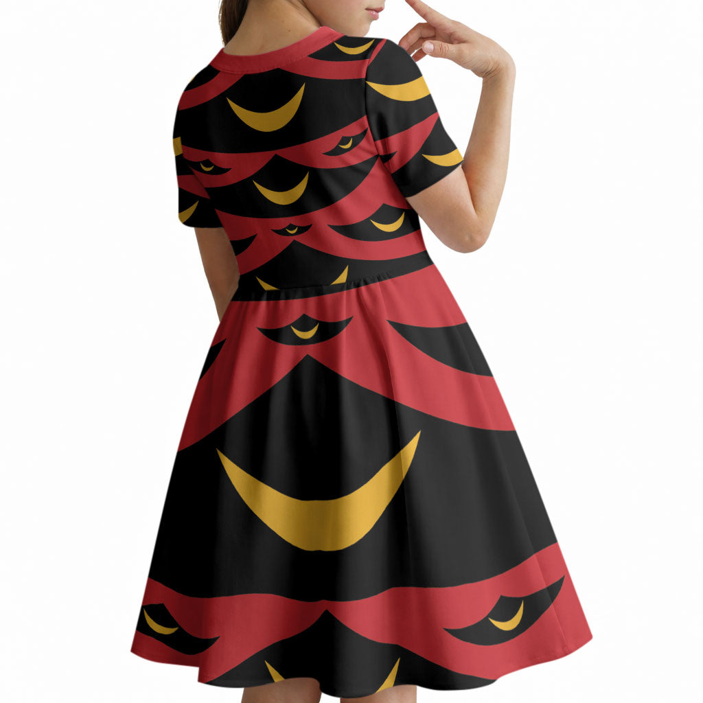 Hawaii Ahu Ula Inspired Kid Short Sleeve Dress Red Version LT05 - Polynesian Pride