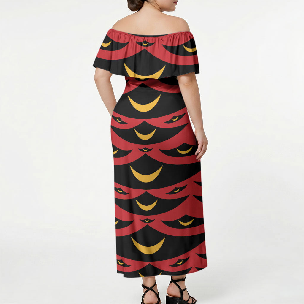 Hawaii Ahu Ula Inspired Off Shoulder Maxi Dress Red Version LT05 - Polynesian Pride