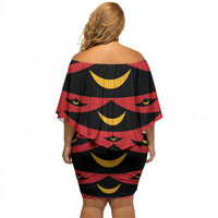 Hawaii Ahu Ula Inspired Off Shoulder Short Dress Red Version LT05 - Polynesian Pride