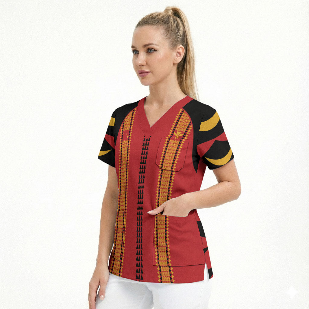 Hawaii Ahu Ula Inspired Scrub Top Red Version LT05 - Polynesian Pride