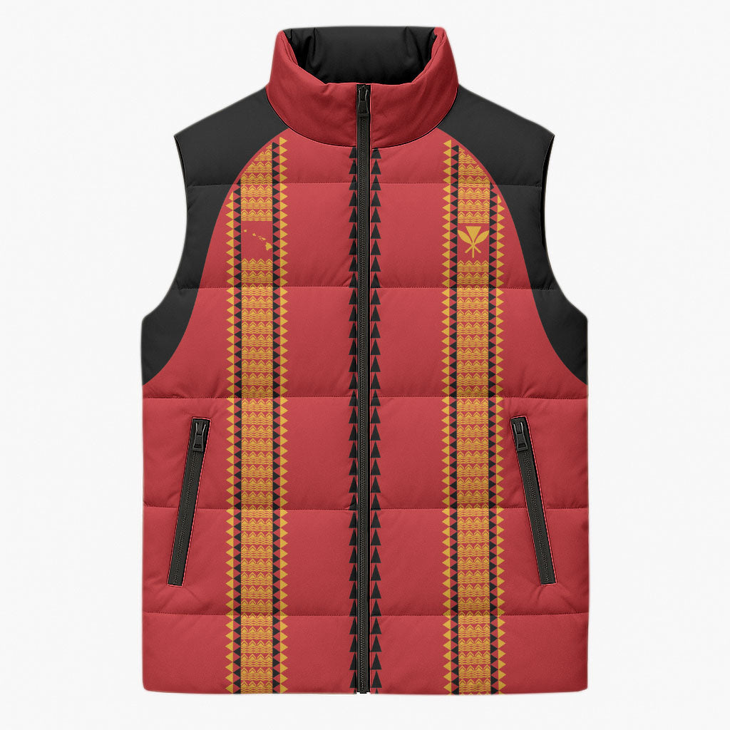 Hawaii Ahu Ula Inspired Sleeveless Puffer Jacket Red Version LT05 Unisex Red - Polynesian Pride