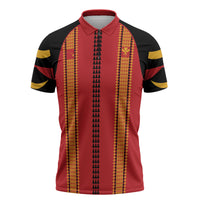 Hawaii Ahu Ula Inspired Zipper Polo Shirt Red Version LT05 Red - Polynesian Pride