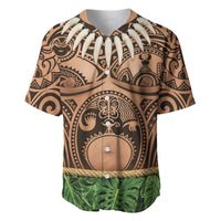 Hawaii Warrior Tattoo Inspired Baseball Jersey Tropical Leaf Skirt Costume LT05 Beige - Polynesian Pride