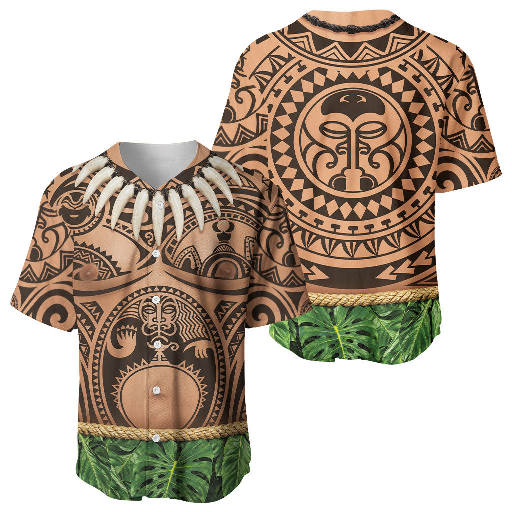 Hawaii Warrior Tattoo Inspired Baseball Jersey Tropical Leaf Skirt Costume LT05 - Polynesian Pride