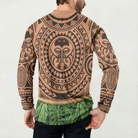 Hawaii Warrior Tattoo Inspired Button Sweatshirt Tropical Leaf Skirt Costume LT05 - Polynesian Pride