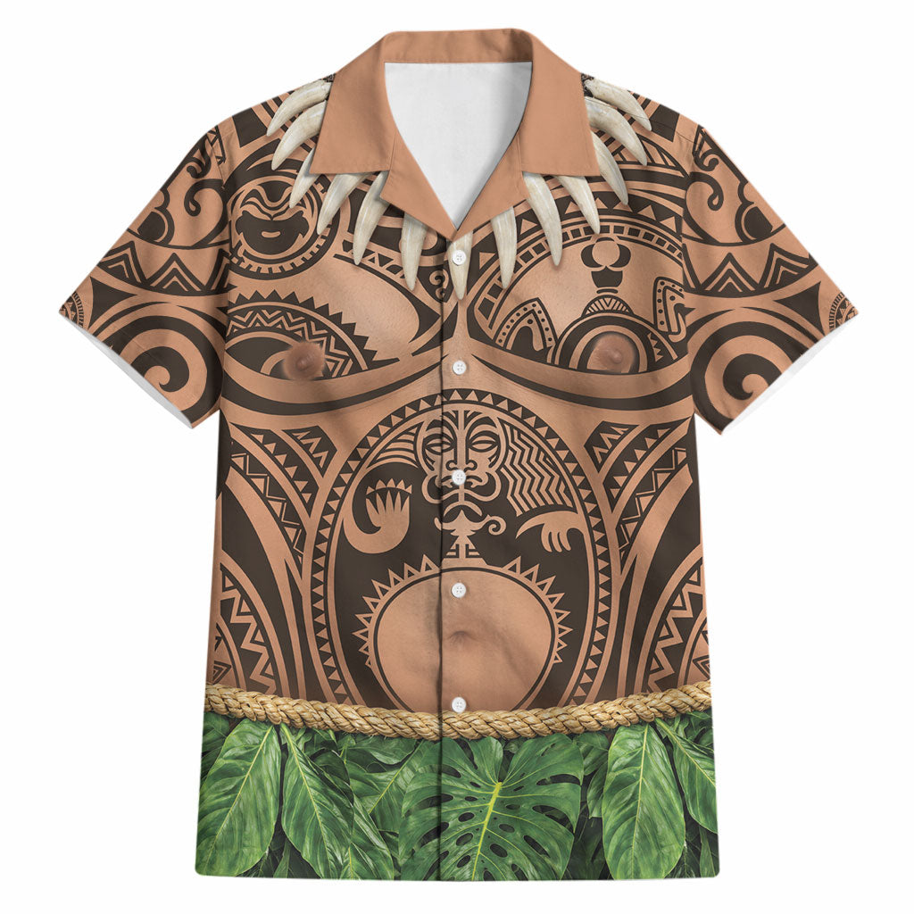 Hawaii Warrior Tattoo Inspired Hawaiian Shirt Tropical Leaf Skirt Costume
