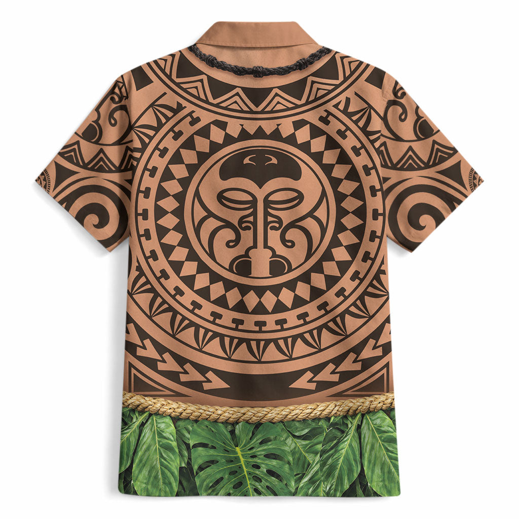 Hawaii Warrior Tattoo Inspired Hawaiian Shirt Tropical Leaf Skirt Costume