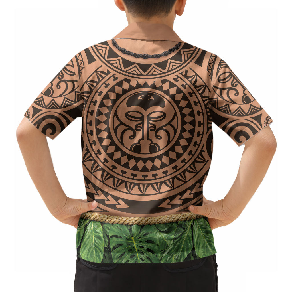 Hawaii Warrior Tattoo Inspired Hawaiian Shirt Tropical Leaf Skirt Costume