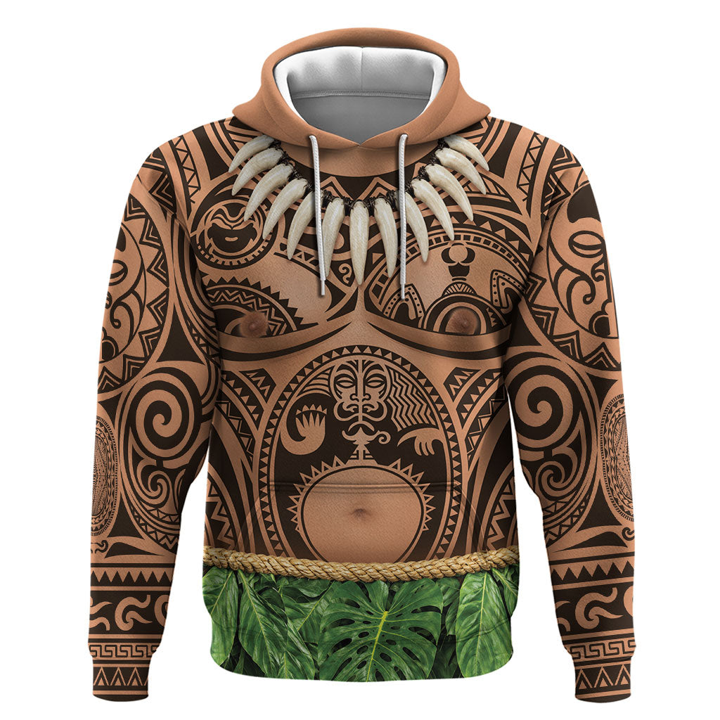 Hawaii Warrior Tattoo Inspired Hoodie Tropical Leaf Skirt Costume