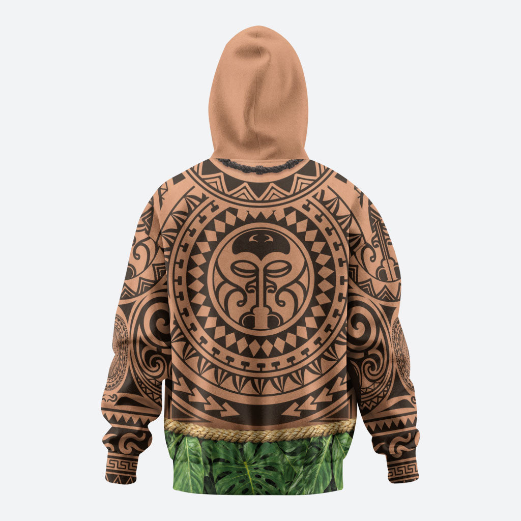 Hawaii Warrior Tattoo Inspired Hoodie Tropical Leaf Skirt Costume