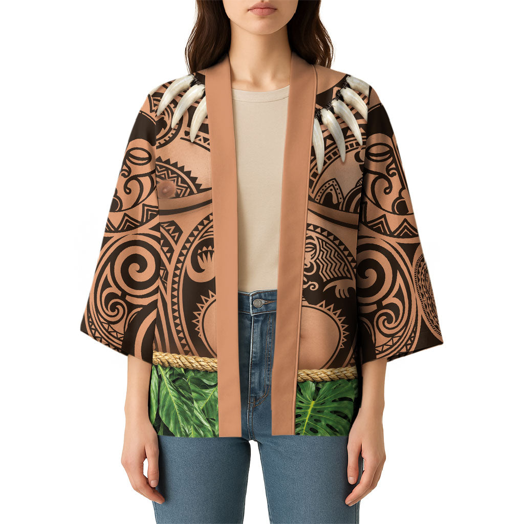 Hawaii Warrior Tattoo Inspired Kimono Tropical Leaf Skirt Costume