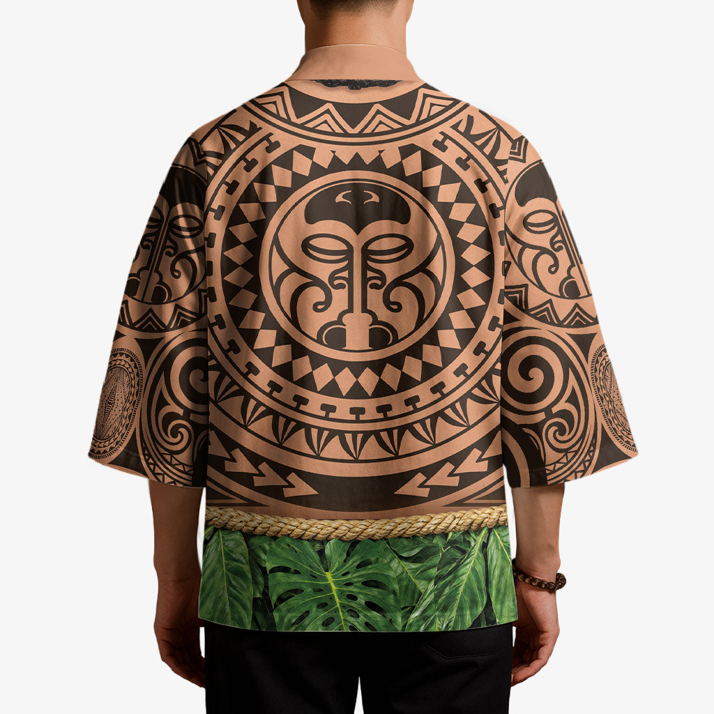 Hawaii Warrior Tattoo Inspired Kimono Tropical Leaf Skirt Costume