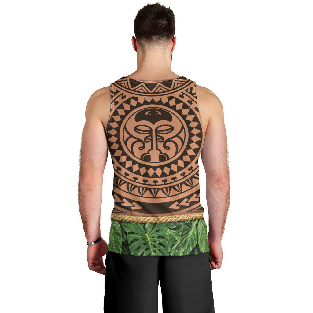 Hawaii Warrior Tattoo Inspired Men Tank Top Tropical Leaf Skirt Costume