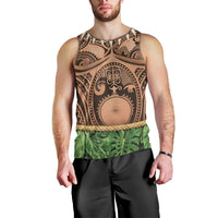 Hawaii Warrior Tattoo Inspired Men Tank Top Tropical Leaf Skirt Costume