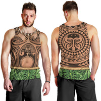Hawaii Warrior Tattoo Inspired Men Tank Top Tropical Leaf Skirt Costume